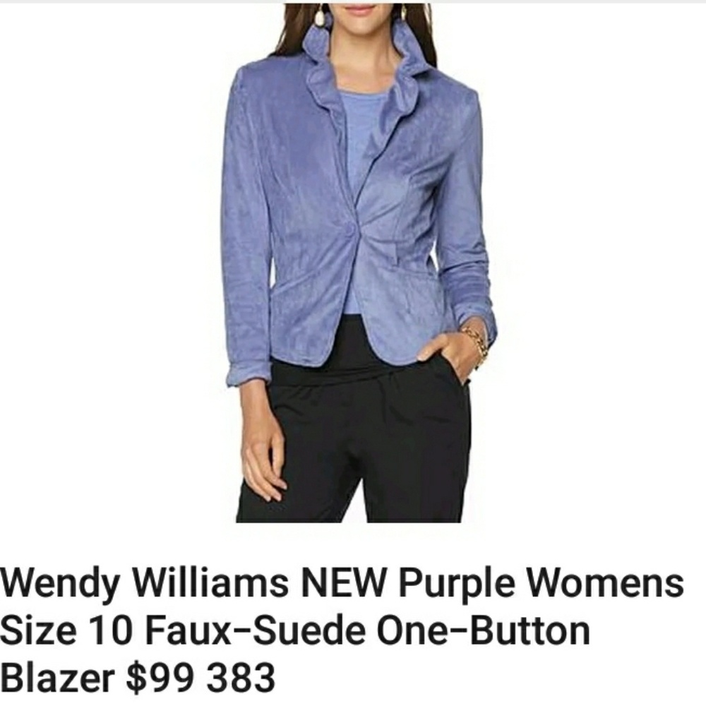Wendy Williams  Lavendar Microfiber "SUEDE" BLAZER wire rim collar 14W - Picture 2 of 5